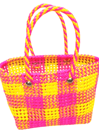 Handwoven Medium Size Market/Tote Bag with Checkered Pattern