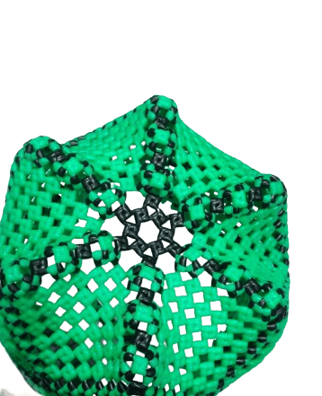 Green Plastic Basket /Tote Bag with Black Trim For Multi Purpose Use