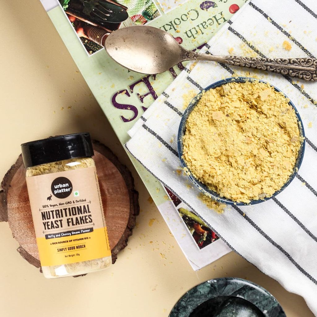 Urban Platter Nutritional Yeast Flakes, 50g [Good Source of B-Vitamins| Gluten Free| Nutty and Cheesy Tasting Nooch | Perfect for Vegetarians | Seasoning]
