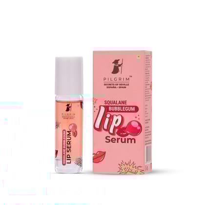 Pilgrim Spanish Squalane Lip Serum (Bubblegum)with roll-on for Visibly Plump Lips | Hydrating Lip serum for dark lips |Lip serum with Shea Butter & Pomegranate for plump & soft lips |Men & Women |6 ml