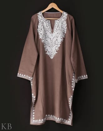 Natural Embroidered Kashmilon Phiran Natural Embroidered Kashmilon Phiran