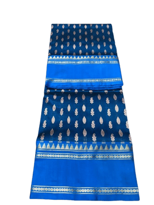  Blue Banarasi Silk Saree With Golden Zari Work