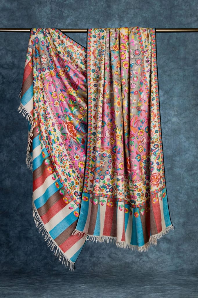 Luxury Pashmina Shawl with Paisley Embroidery