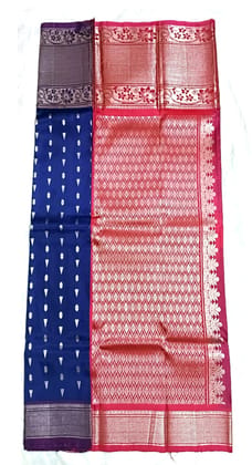  Pink and Blue Diamond Brocade Saree