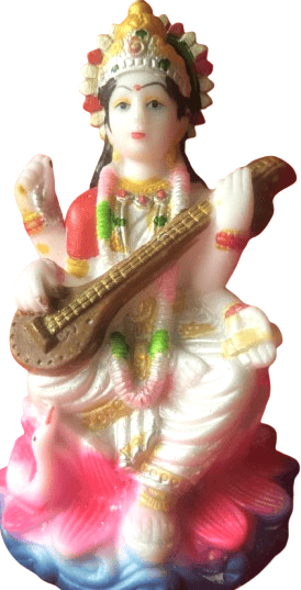 Hindu Idol Statue of Goddess Saraswati Playing Veena