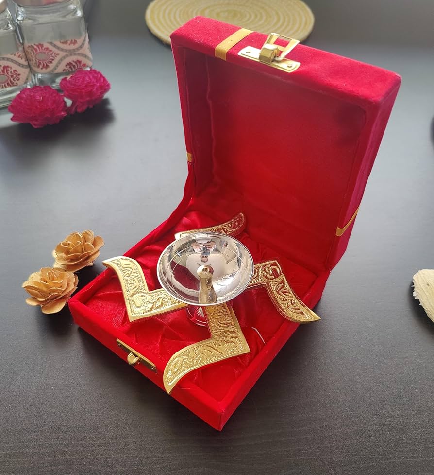 Golden Swastik Diya/ Red Box Swastik Diya