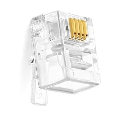 RJ11 4 Pin Telephone Plug 6P4C Modular Plug Telephone Phone Connector Crystal Head Plug Network Connector,Four-Core Cable RJ 11 Plug (Pack Of 50)