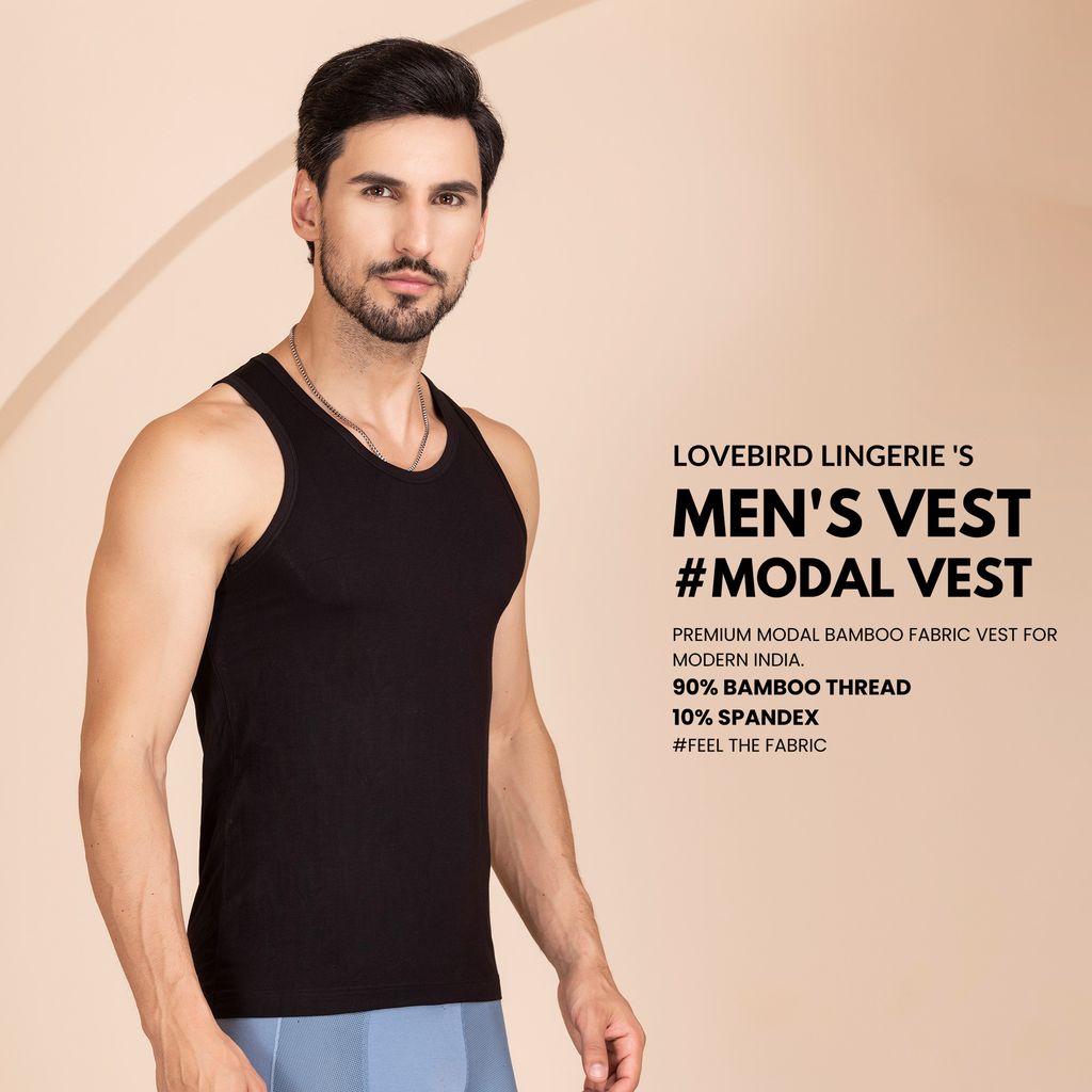 LOVEBIRDS Pure Modal Real Bamboo Fabric Regular Man Vest 8348