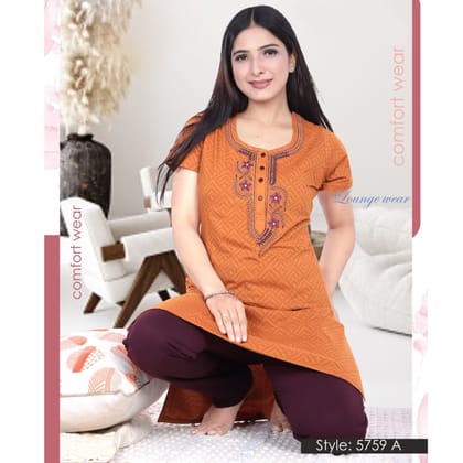 NS-5759 Long Kurti with Pyjama Nightsuit
