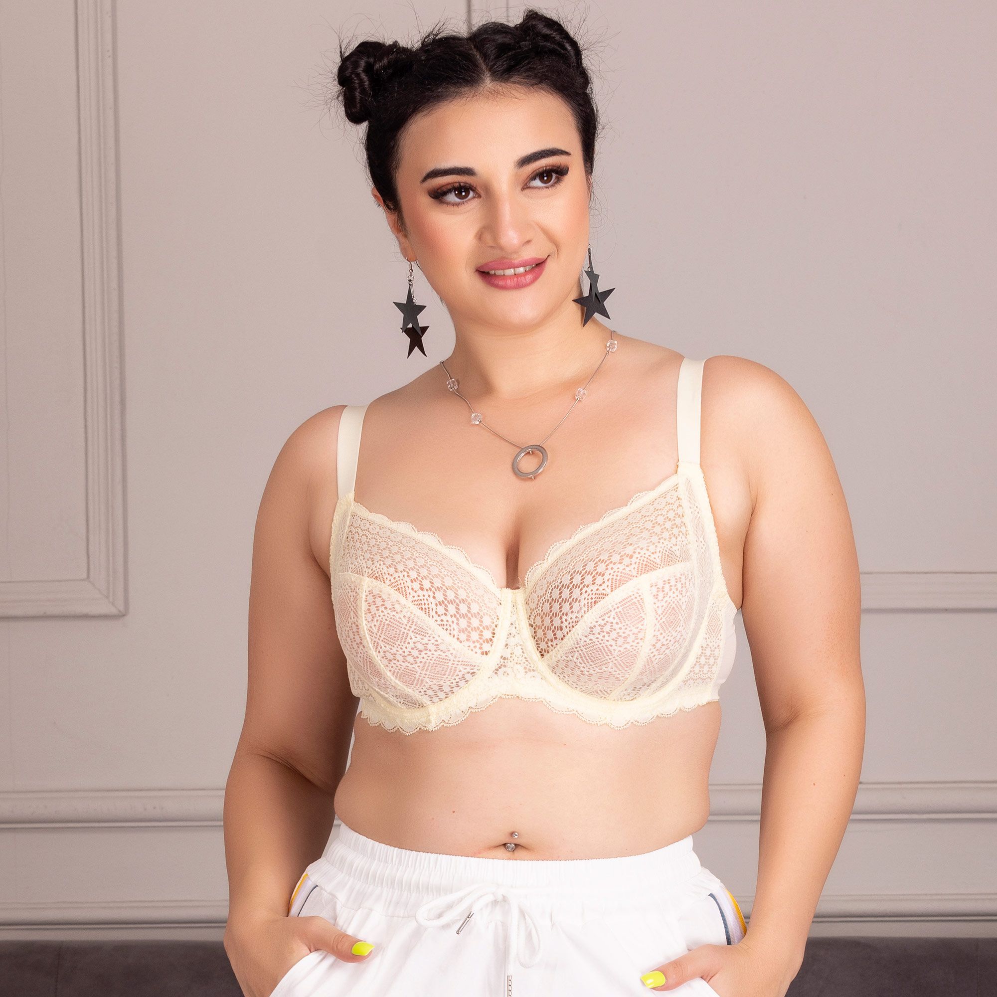 Intimate Lace Underwired Full Coverage Minimizer Lemon Bra