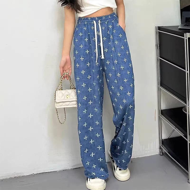 Ultra Soft Ice Silk Fabric Denim Blue Lower