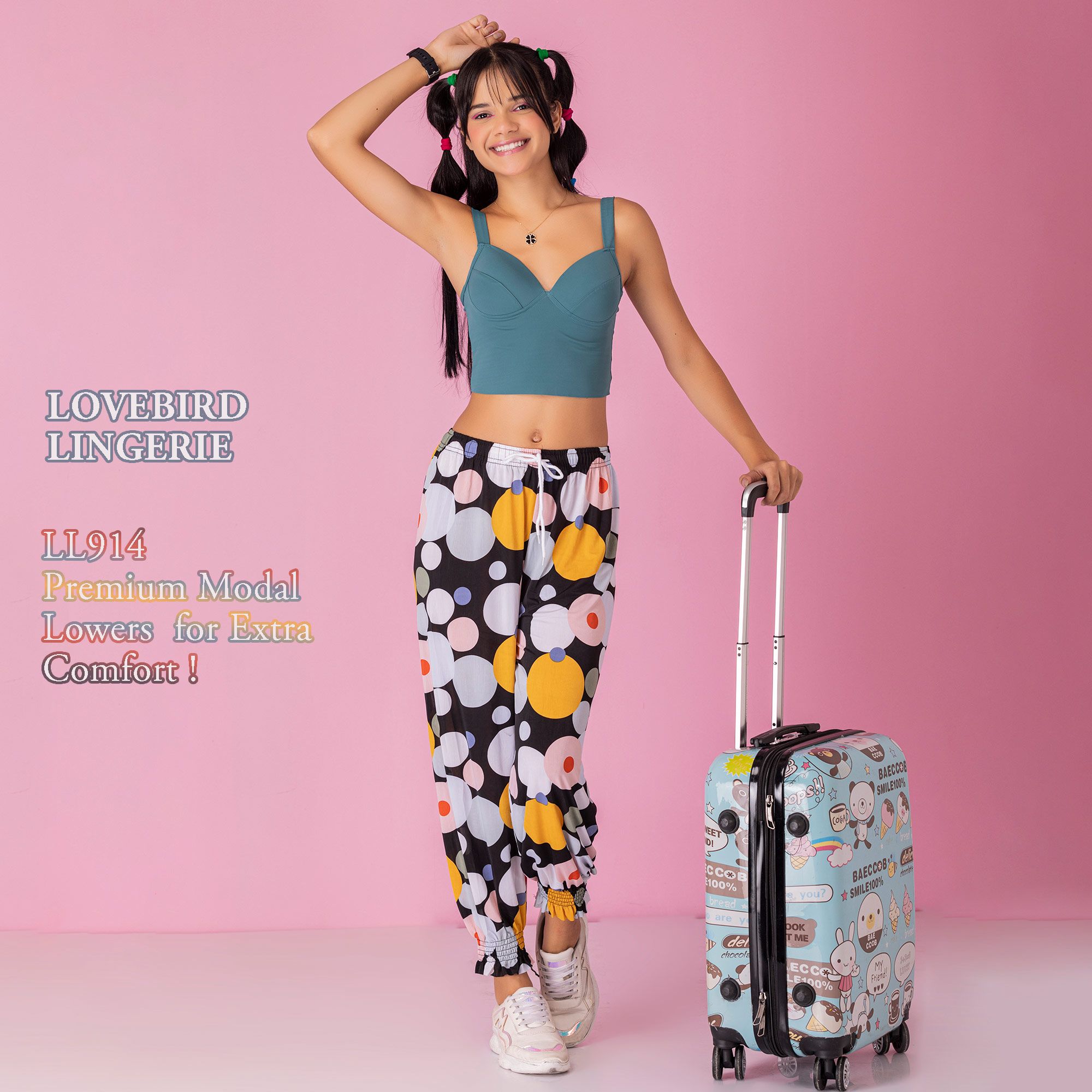 LL914 Beach Modal Lower with Abstract Circular Print