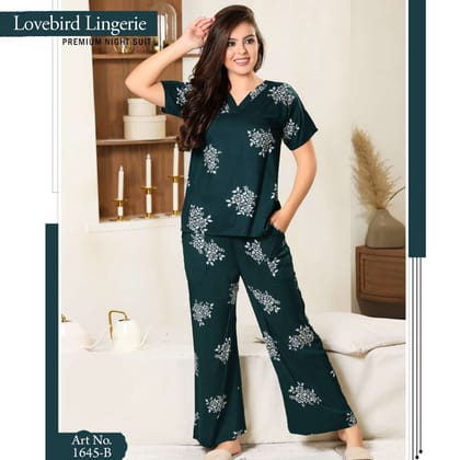 NS-1645 Ryon Cotton V Neck Printed Night Suit