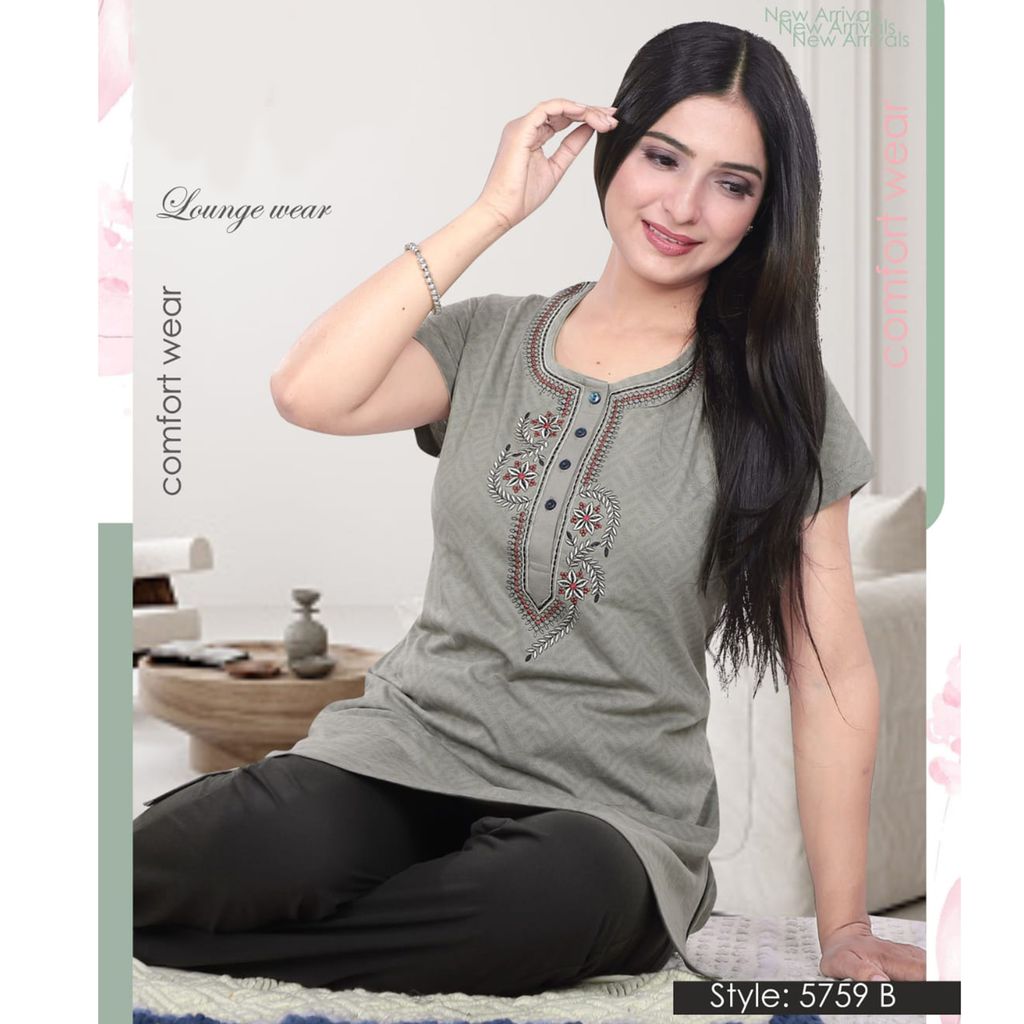 NS-5759 Long Kurti with Pyjama Nightsuit - Kurtas & Kurta Sets | Buy online on ZillyBuy