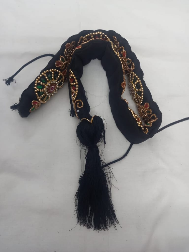 Black Velvet Zari Embroidered Belt for Women