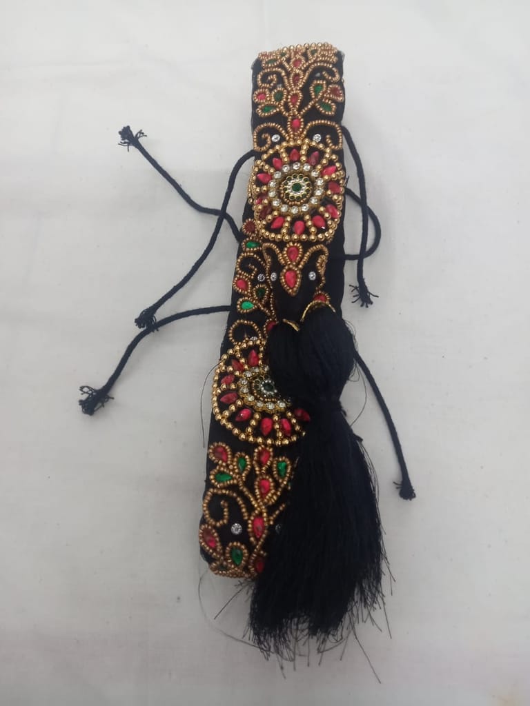 Black Velvet Zari Embroidered Belt for Women