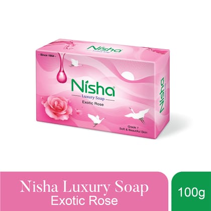 Nisha Luxury Soap Bar Exotic Rose Soap for Smooth, Soft & Glowing Skin, Bathing Soaps for Women & Men 100g Pack of 10