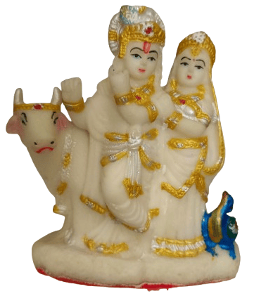 White & Gold Made Of Pvc Material Radha Krishna Hindu Idol For Home Decor | Pooja Needs