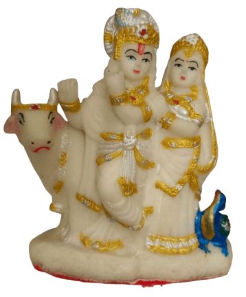 White & Gold Made Of Pvc Material Radha Krishna Hindu Idol For Home Decor | Pooja Needs