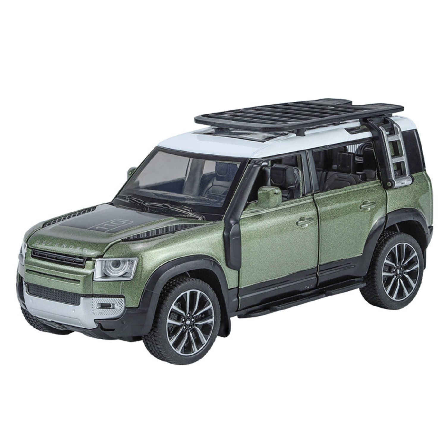 KTRS ENTERPRISE 1:24 Alloy Metal Pull Back Die-cast Car Model Car Pull Back car Super car with Openable Doors with Sound and Light Doors Light Music Toys for Kids (Land Rver Defender)