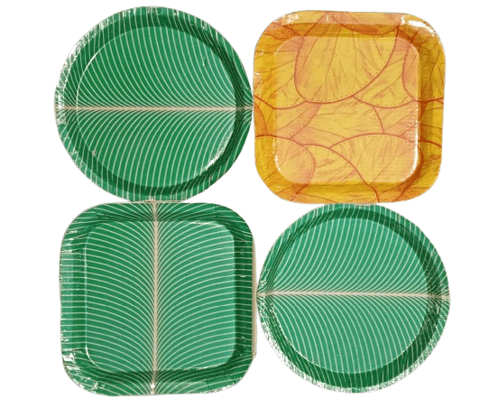  4 Pieces Leaf Shape Plates Set | Eco-Friendly Disposable Plates | 8 Inches Plates | Areca Leaf Plates | Leaf Plates | Plates Set