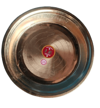  "15\" Pure Brass Thali Plate with Raised Rim - Authentic Indian Dinnerware for Serving Food"