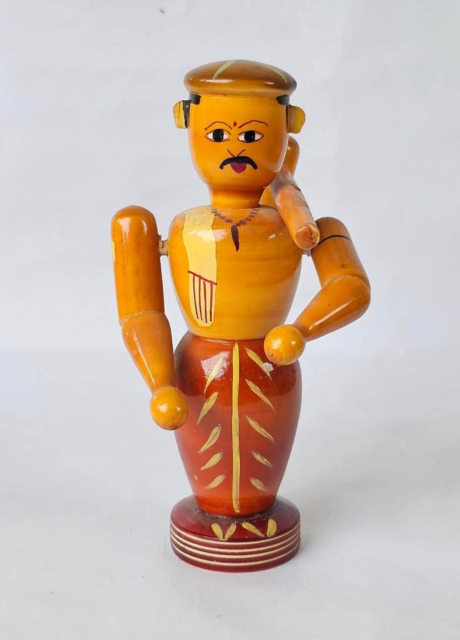 Wooden Indian Farmer Bobblehead Toy