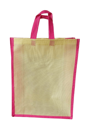 SND BAG HOUSE :: Light Yellow Grocery Bag with Pink Trim SND BAG HOUSE :: Light Yellow Grocery Bag with Pink Trim