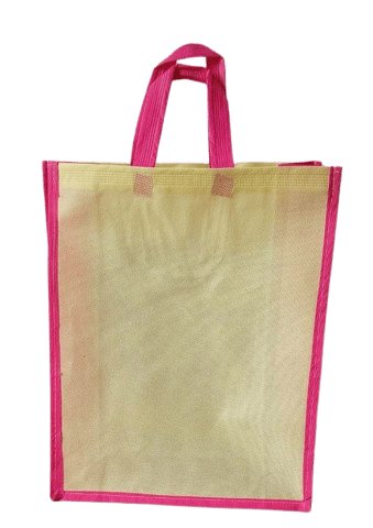 SND BAG HOUSE :: Light Yellow Grocery Bag with Pink Trim