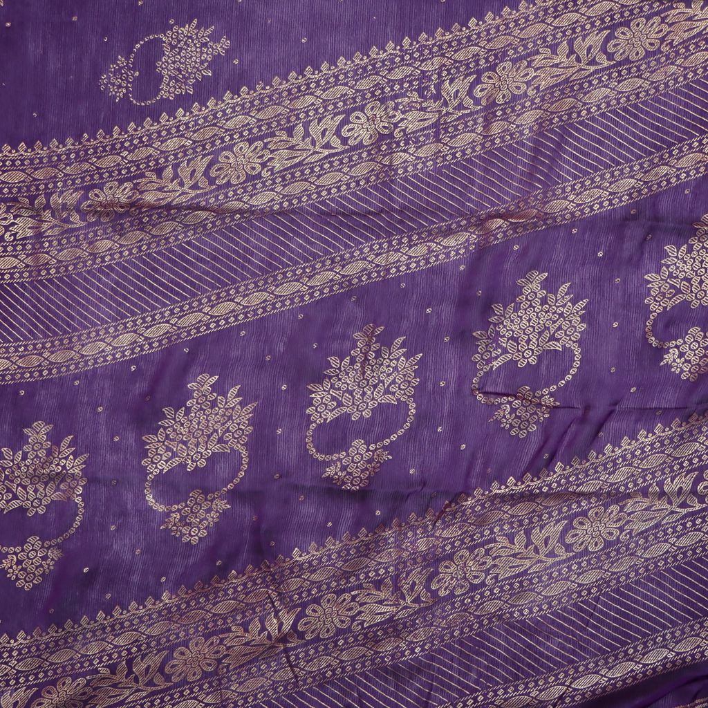 Green and Purple Silk Saree With Blouse Piece