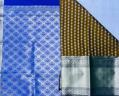  Blue and gold zari woven traditional silk saree