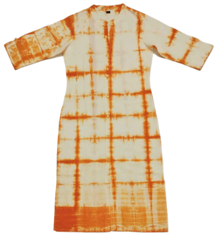 Handdyed Bandhani Kurta for Women -Orange