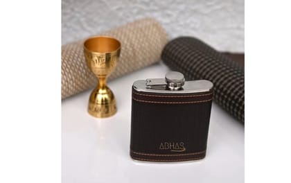 ABHAS® Leather Wrapped Hip Flask