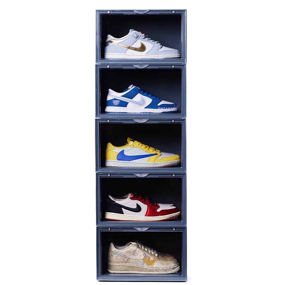 SNEAKARE Plastic Shoe Storage Organizer Nardo Grey Heavy-Duty Stackable Sneaker Box With Magnetic Closure, Easy Installation Foldable Multipurpose Large Storage Box, Fits Size UK14