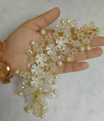 FIABLE COLLECTION Tiara Diamond Studded Bridal Wedding Hair Clip Accessories/Hair Pins/Hair band Hair Accessory Set  (Gold)