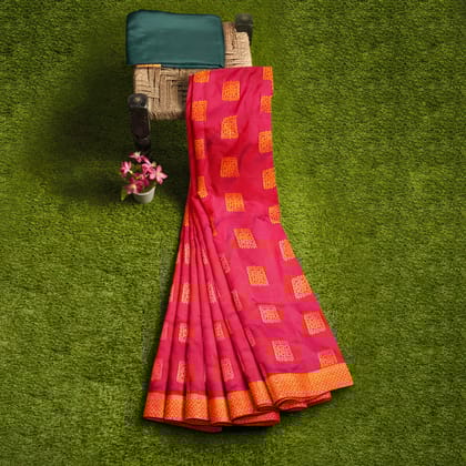 Pink pure soft silk Saree With Blouse Piece