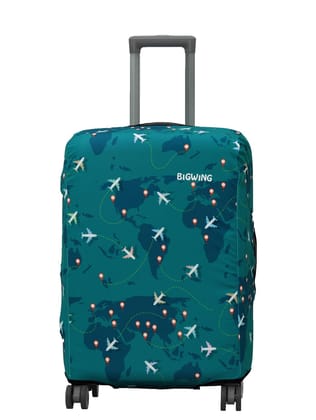 Map Print Polyester Fabric (24' Inch) Medium Size Protective Hard Luggage Trolley Bag Cover (Fits Only On Fiber/Plastic Trolley Bag)