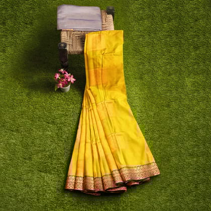 Yellow Pure soft Silk Saree With Blouse Piece