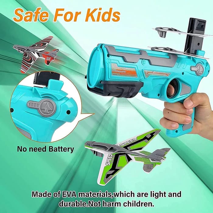 Foam Airplane Toy Gun for Kids, Safe and Durable EVA Material, No Battery Required - Toys and Games | Buy online on ZillyBuy