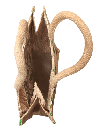 Hand-painted Floral Jute Tote Bag/Lunch Bag | MultiPurpose Use