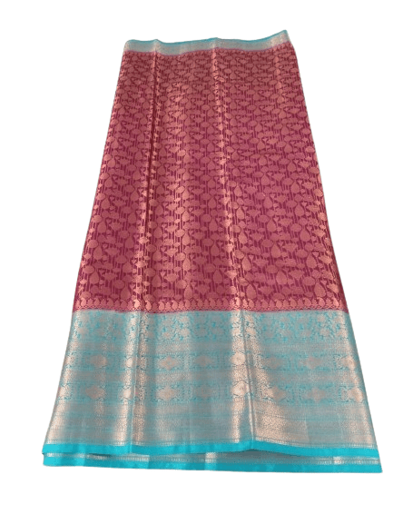 Pink and Blue Kanchipuram Silk Saree With Blouse