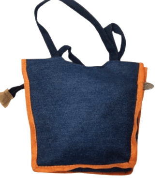 Denim Sling Bag with Colorful Embroidery For Women