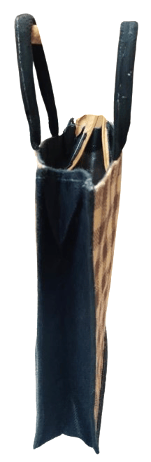 Jute Check Pattern Tote Bag with Black Trim