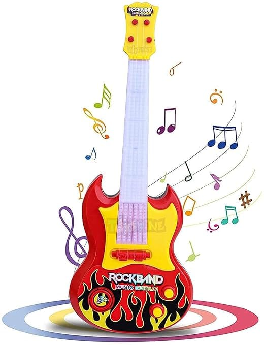 Rock Band Light Up Toy Guitar for Kids with Flashing Lights and Realistic Sounds - Toys and Games | Buy online on ZillyBuy