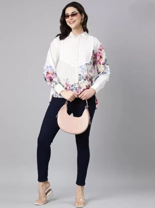 Affordable Women Women's Floral Printed White Shirt 2025 at ShopCircuit | ONDC