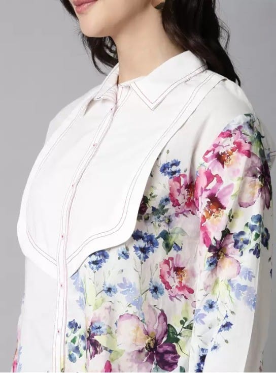 Affordable Women Women's Floral Printed White Shirt 2025 at ShopCircuit | ONDC