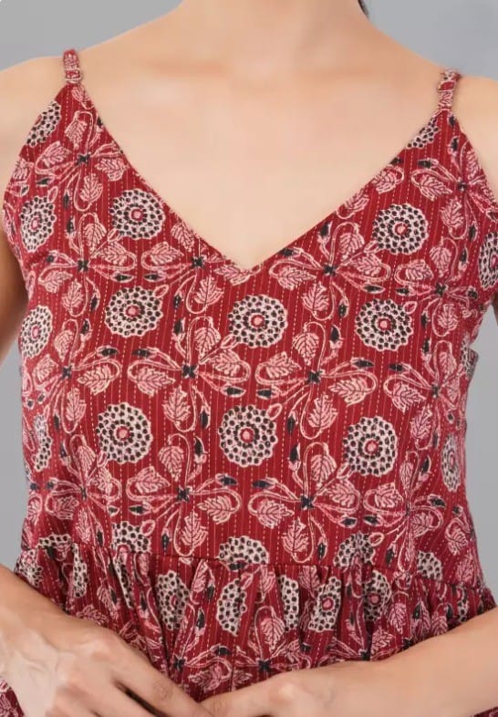 Luxurious Women Women's Sleeveless Printed Cotton A-Line Top 2025 at ShopCircuit | ONDC