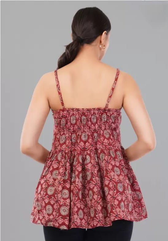 Luxurious Women Women's Sleeveless Printed Cotton A-Line Top 2025 at ShopCircuit | ONDC