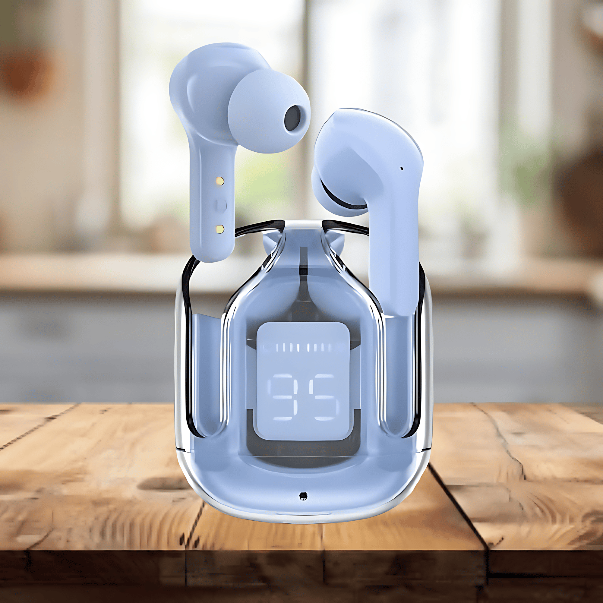 HYPETECK Ultrapod Pro Earbuds Bluetooth Wireless with Transparent Charging Case and Active Noise Cancellation (Multicolor)