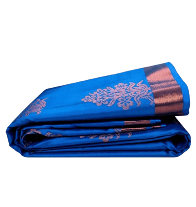  Blue Saree With Golden Zari Work